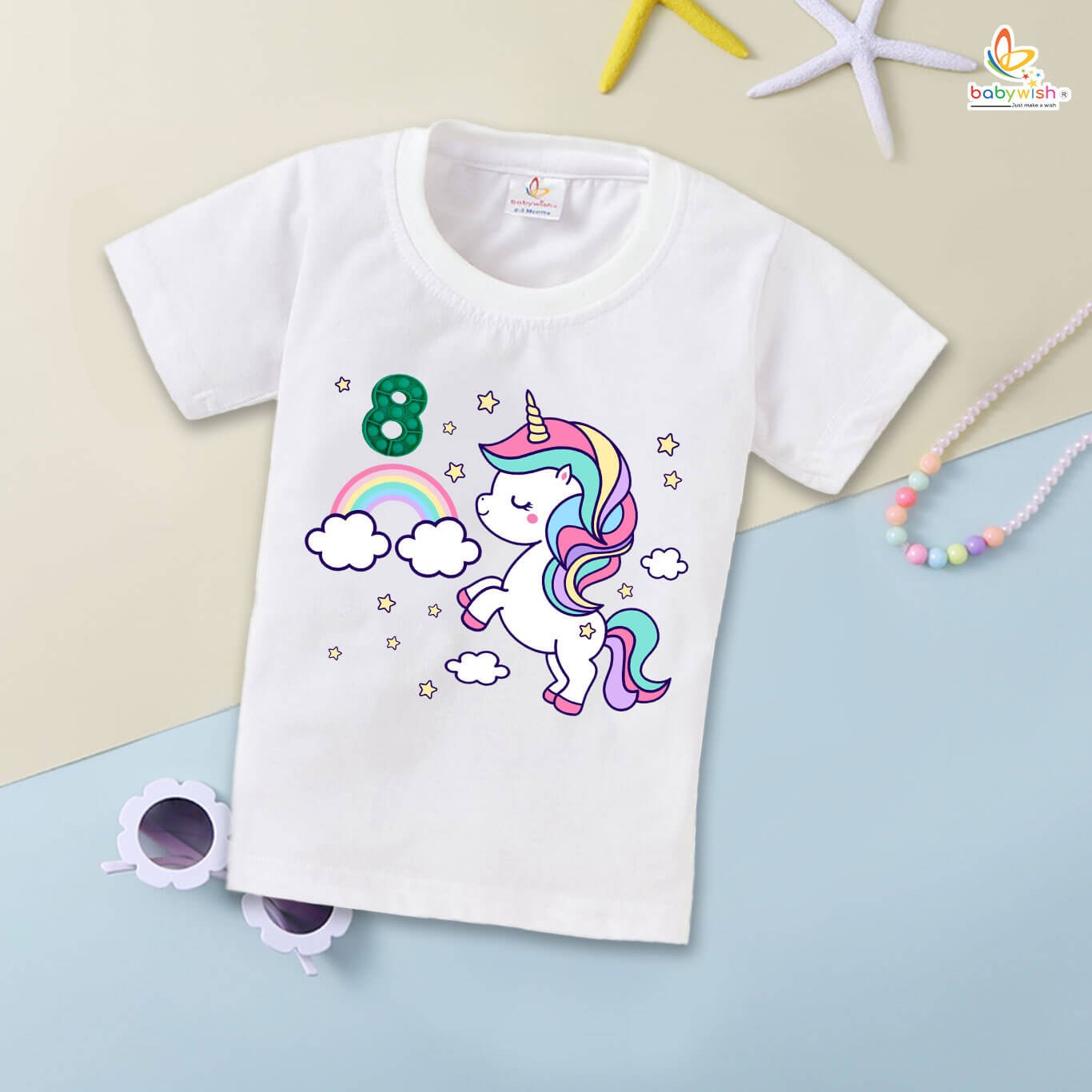 Eight Year Birthday Unisex T-Shirt Half Sleeve Round Neck Topwear tee for kids