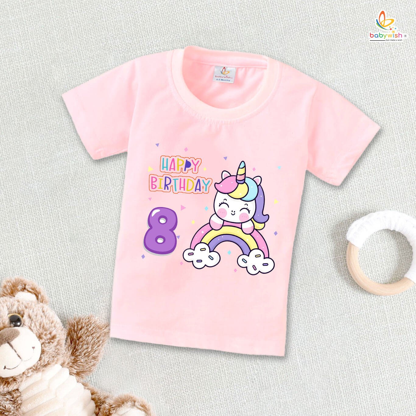 Eight Year Birthday Unisex T-Shirt Half Sleeve Round Neck Topwear tee for kids