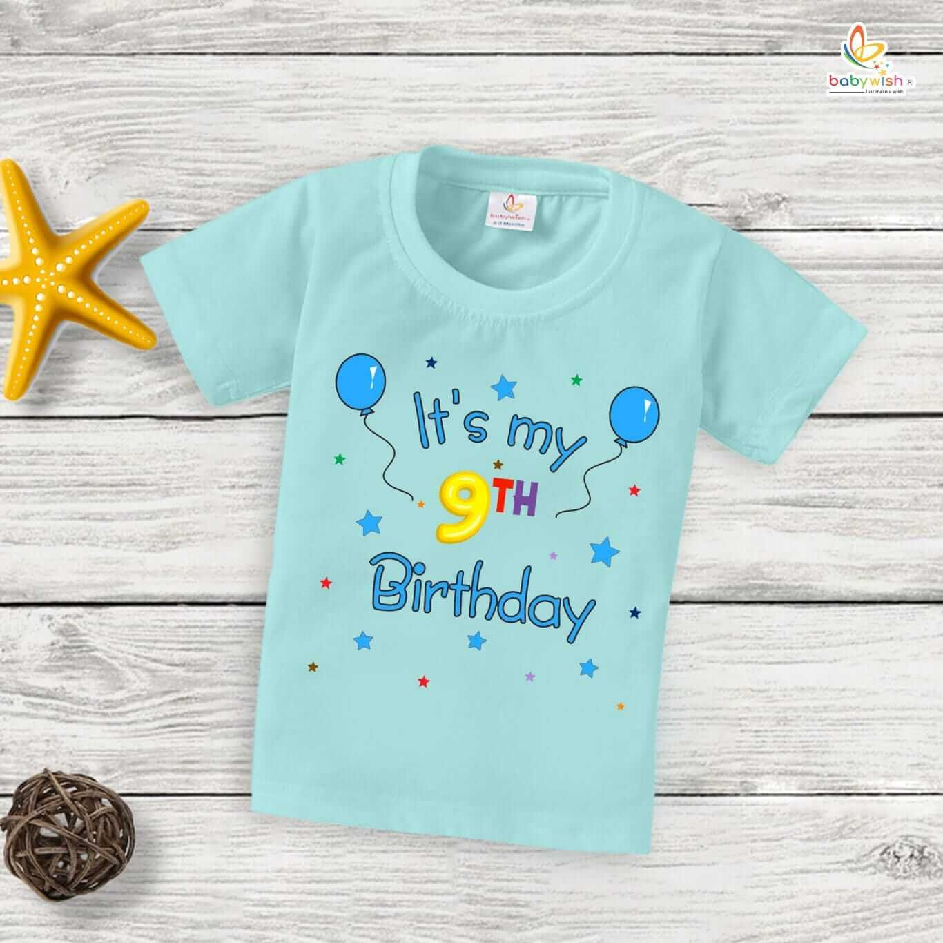 Nine Year Birthday Unisex T-Shirt Half Sleeve Round Neck Topwear tee for kids