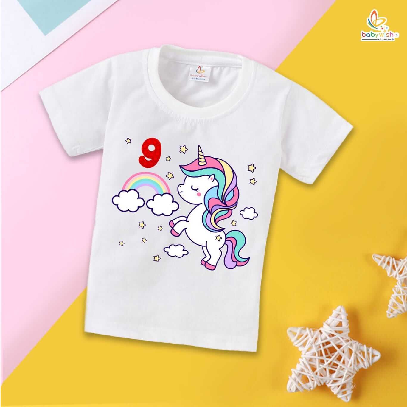 Nine Year Birthday Unisex T-Shirt Half Sleeve Round Neck Topwear tee for kids