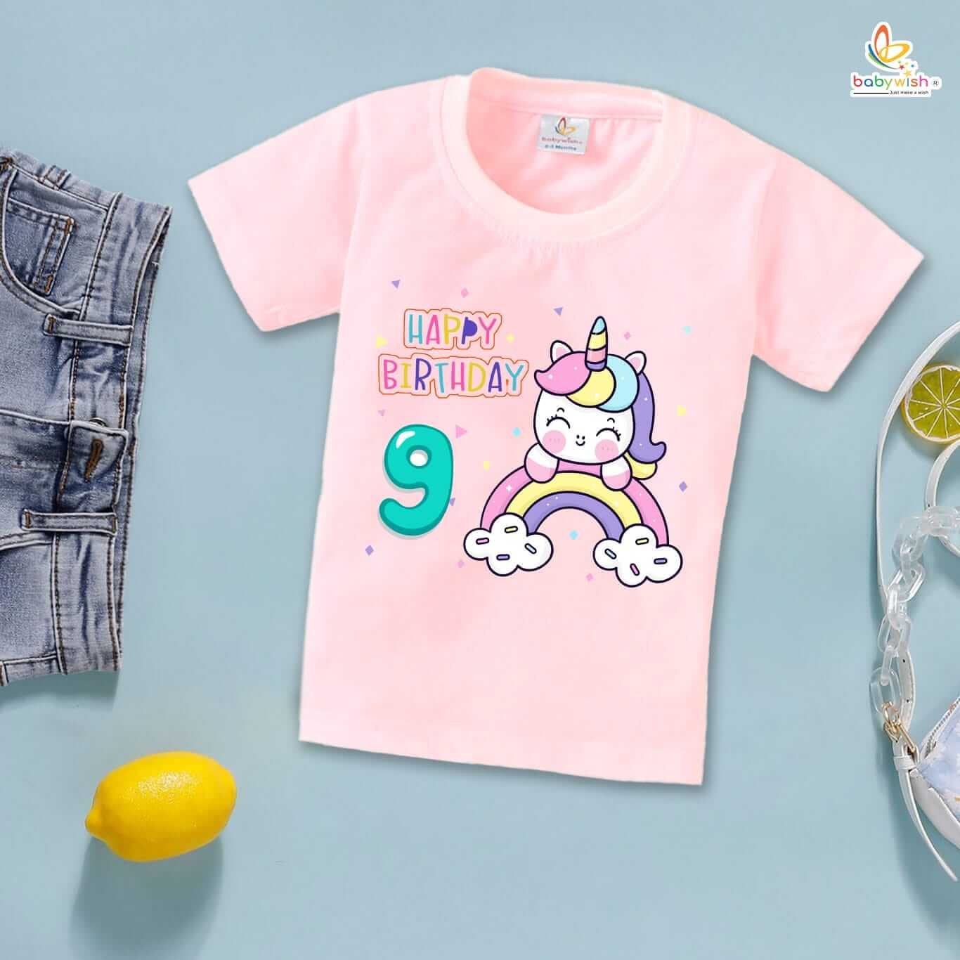 Nine Year Birthday Unisex T-Shirt Half Sleeve Round Neck Topwear tee for kids