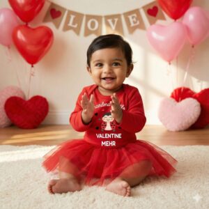 personalized baby valentine romper with name