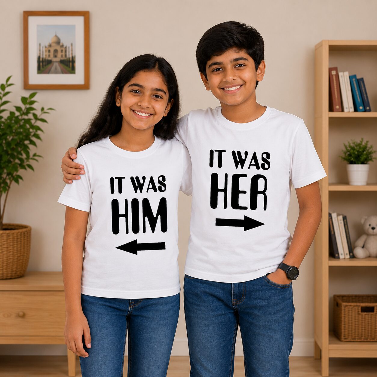 Babywish Raksha Bandhan Special Combo White T-Shirts for Kids | Brother & Sister Matching T-Shirt Set | Half Sleeve Cotton Topwear | Combo Pack of 2 | Perfect Rakhi Outfit