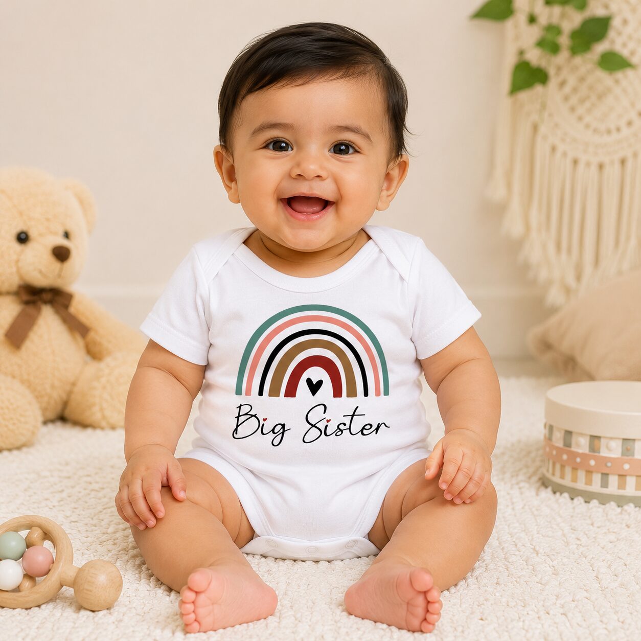 Big Sister Baby Romper for Newborn Girls | Cute Big Sister Announcement Baby Onesie | Raksha Bandhan Sister Outfit | Elder Sister Cotton Romper for Baby Girls | Babywish