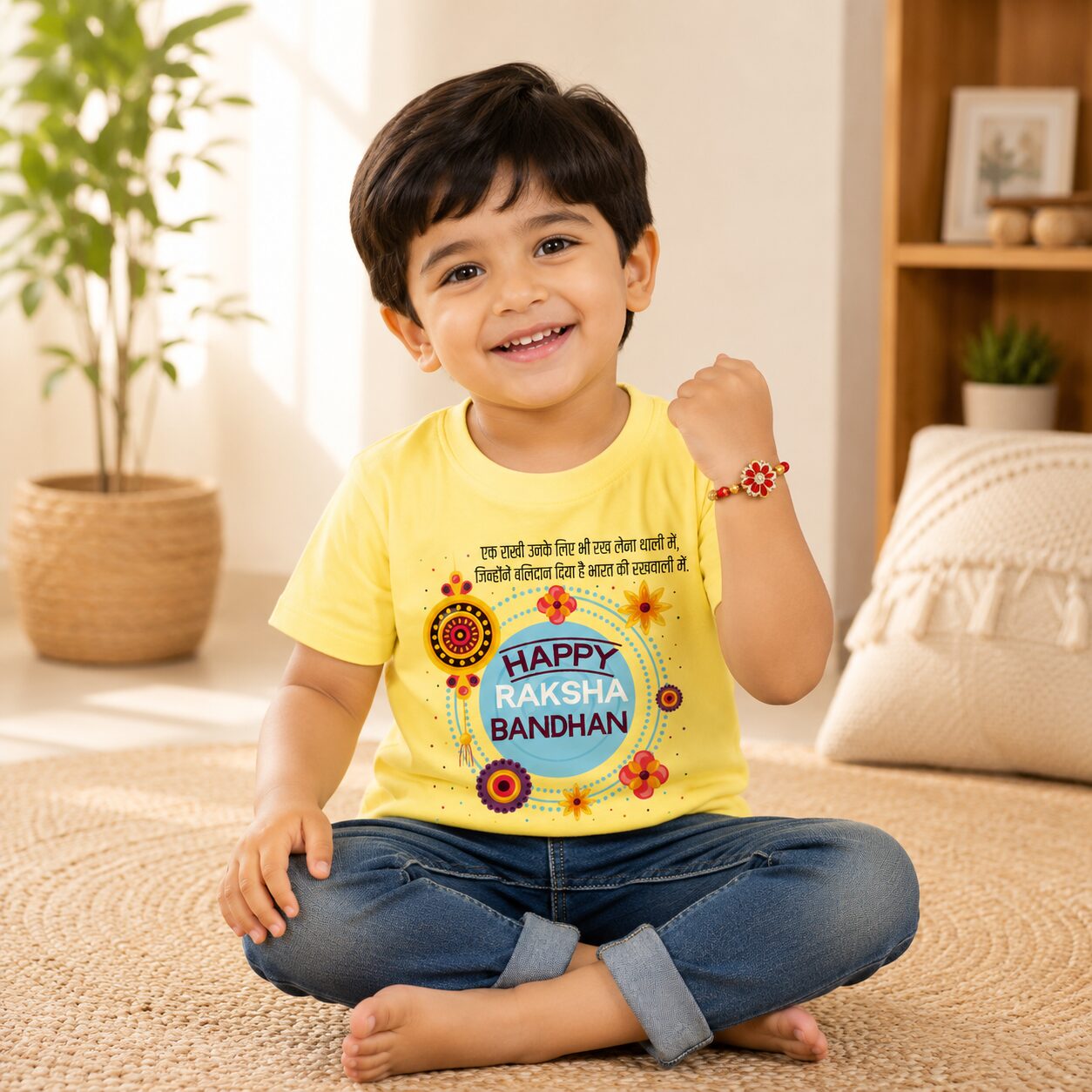 Happy Raksha Bandhan Kids T Shirt Soft Cotton Festival Printed Tee Babywish