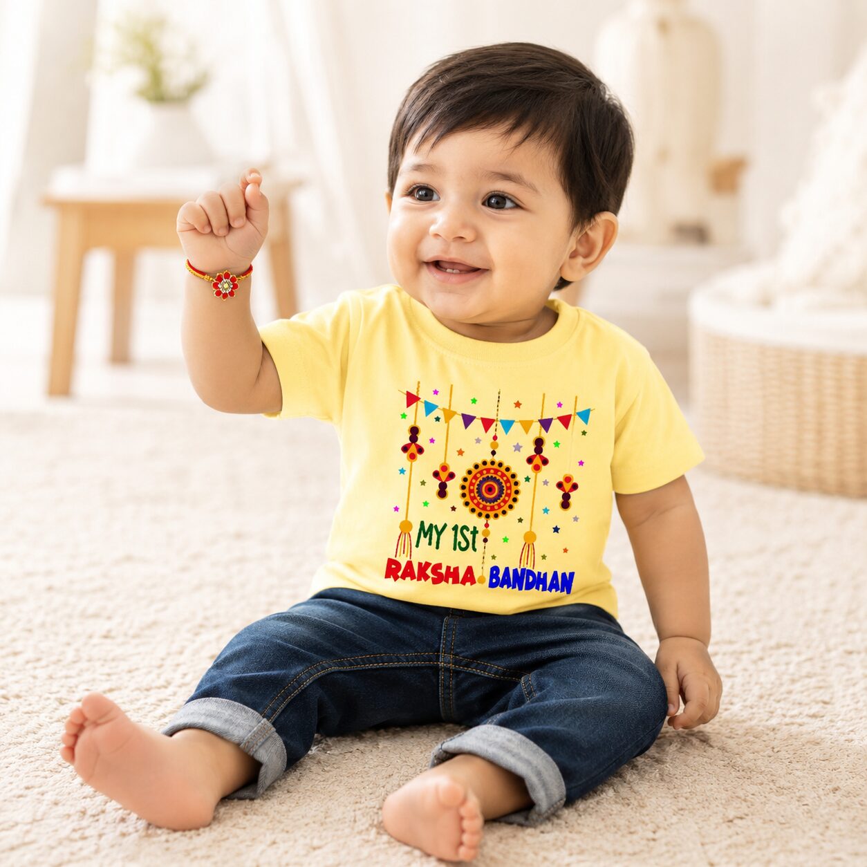 My 1st Raksha Bandhan Kids T Shirt Soft Cotton Printed Festival Outfit Babywish