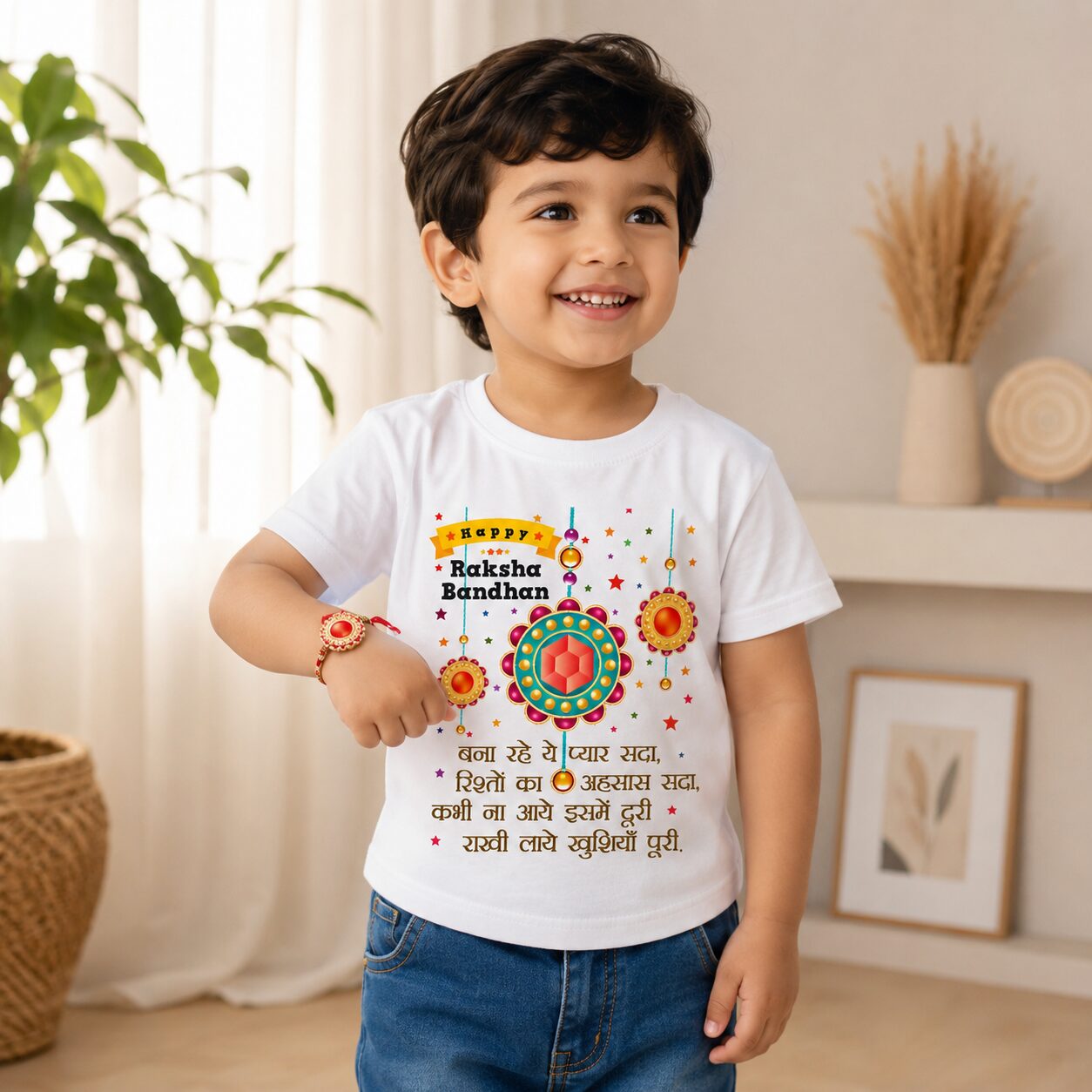 Happy Raksha Bandhan Hindi Quote Kids T Shirt