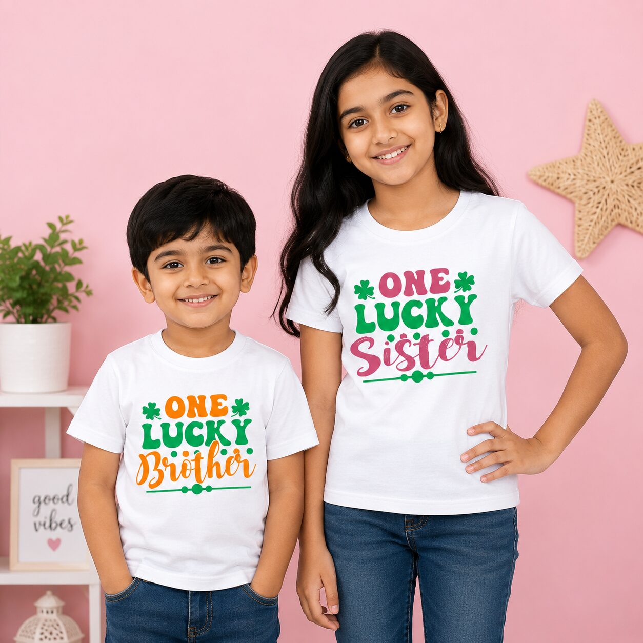 Lucky Brother Sister Kids T Shirt – One Lucky Brother One Lucky Sister Matching Tee Set