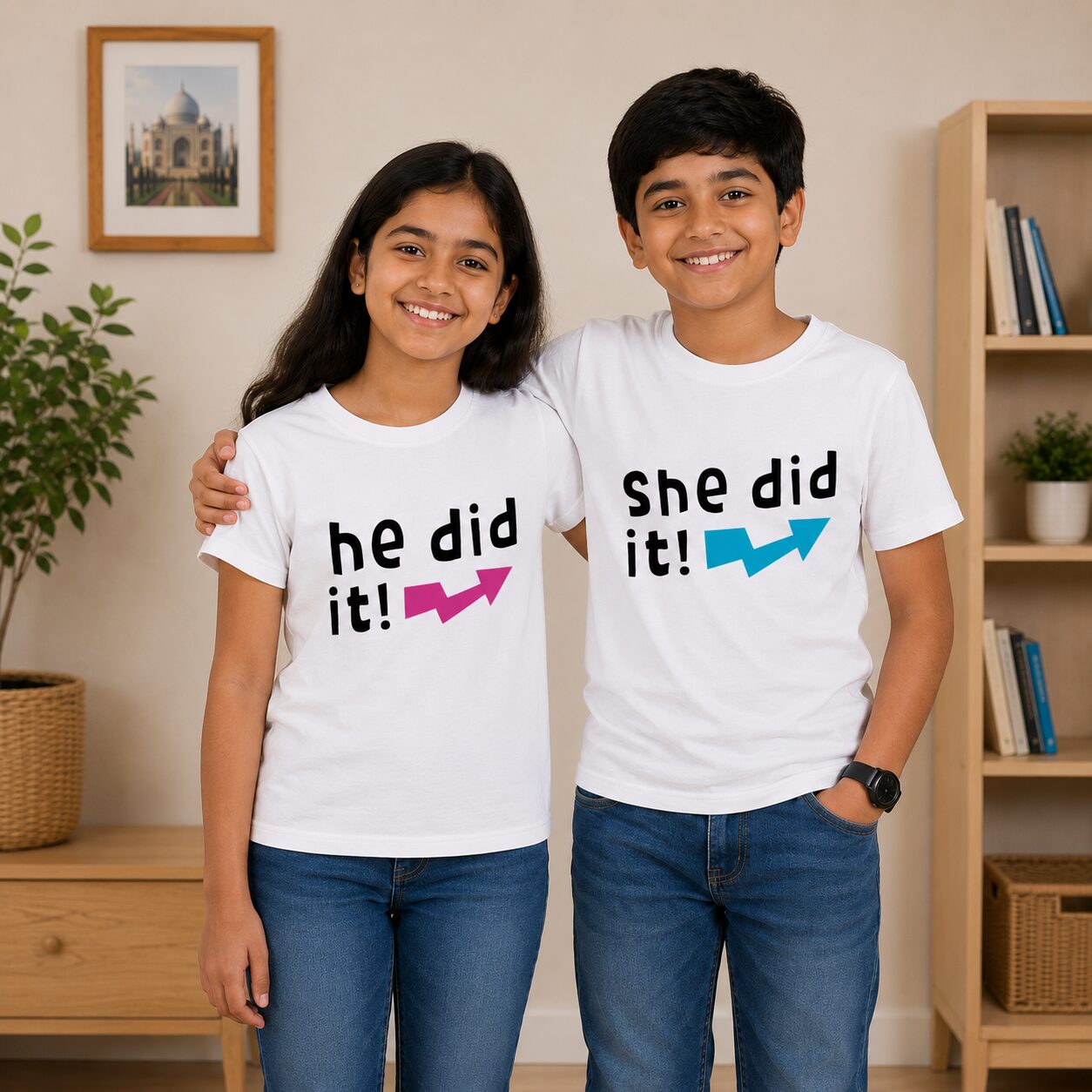 I Love My Brother & I Love My Sister Kids Matching T-Shirt Combo Pack of 2 | Brother Sister Cotton Half Sleeve White T-Shirts | Raksha Bandhan Sibling Outfit for Boys & Girls | Babywish