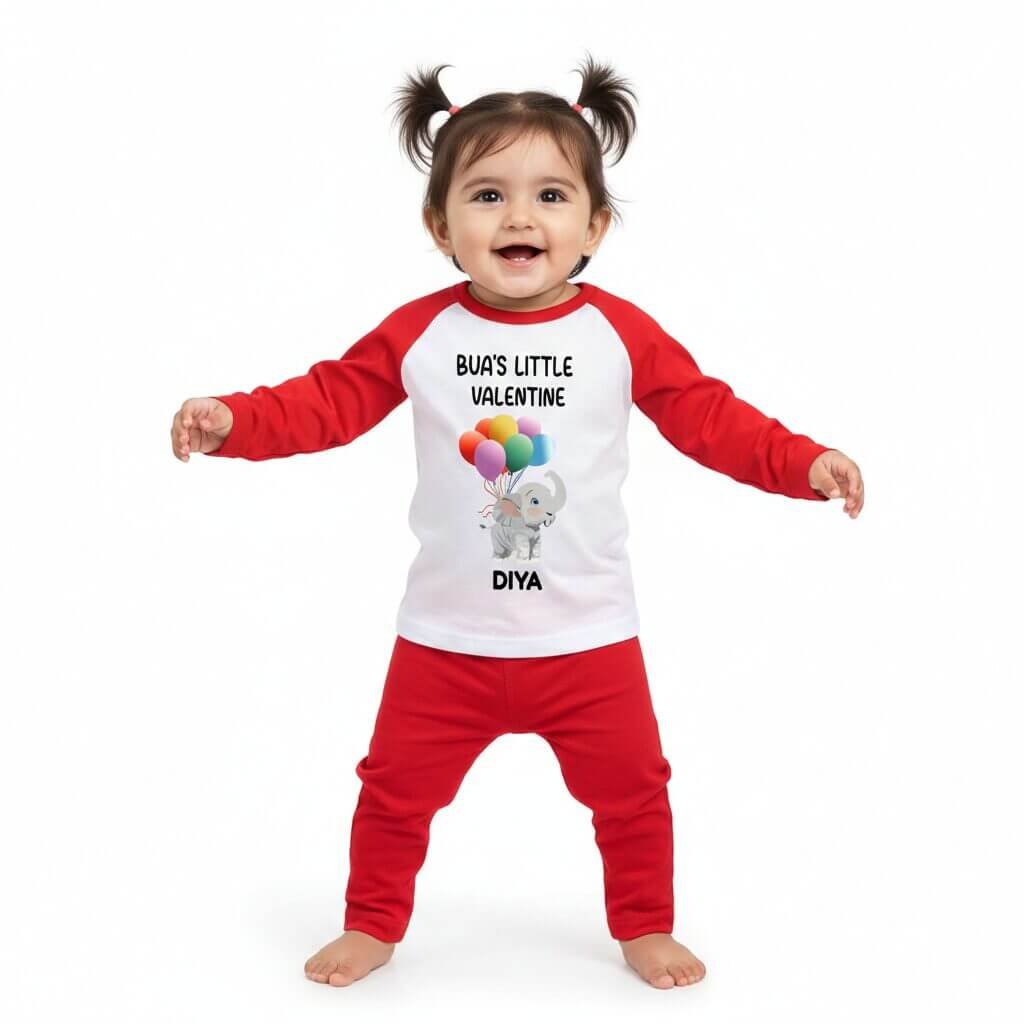 personalized bua’s little valentine baby t shirt red white