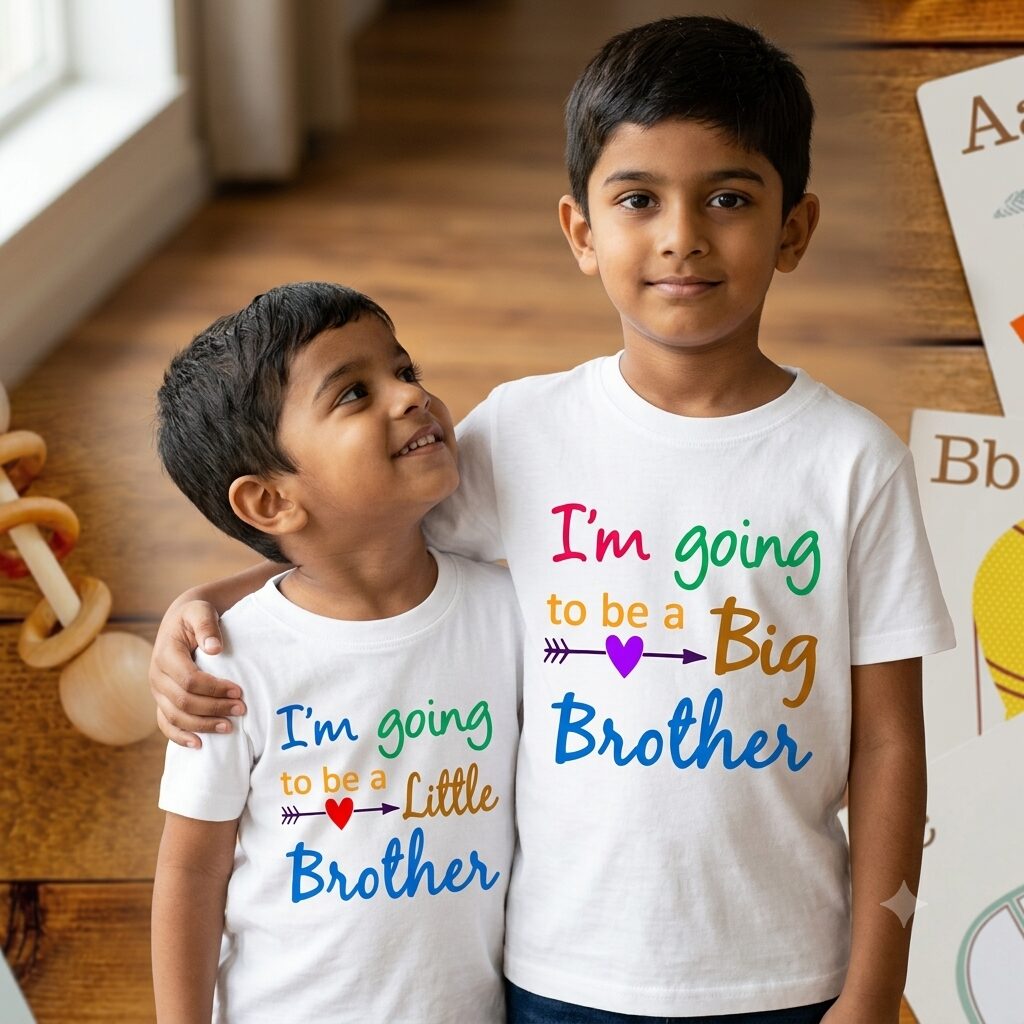 Big Sister Big Brother Kids T Shirt – Sibling Announcement Matching Tee