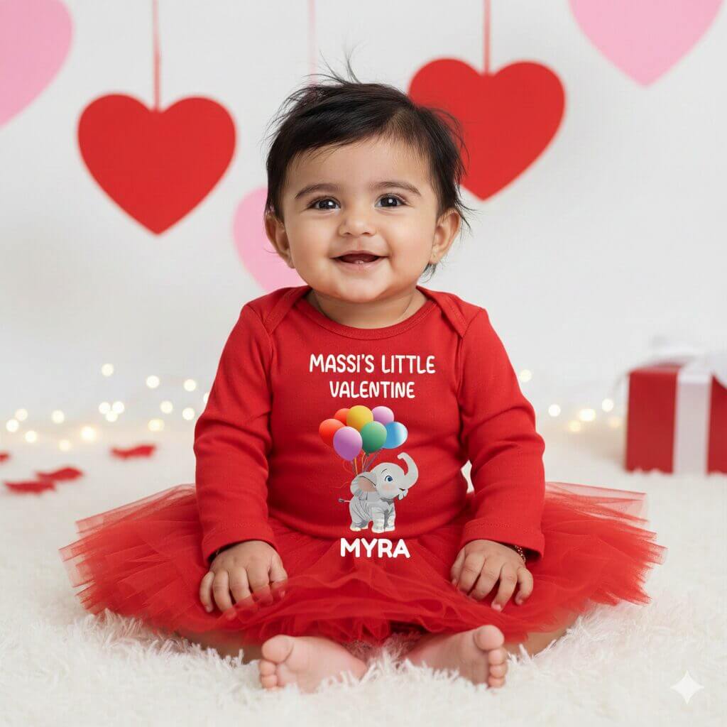 personalized baby valentine romper with tutu skirt