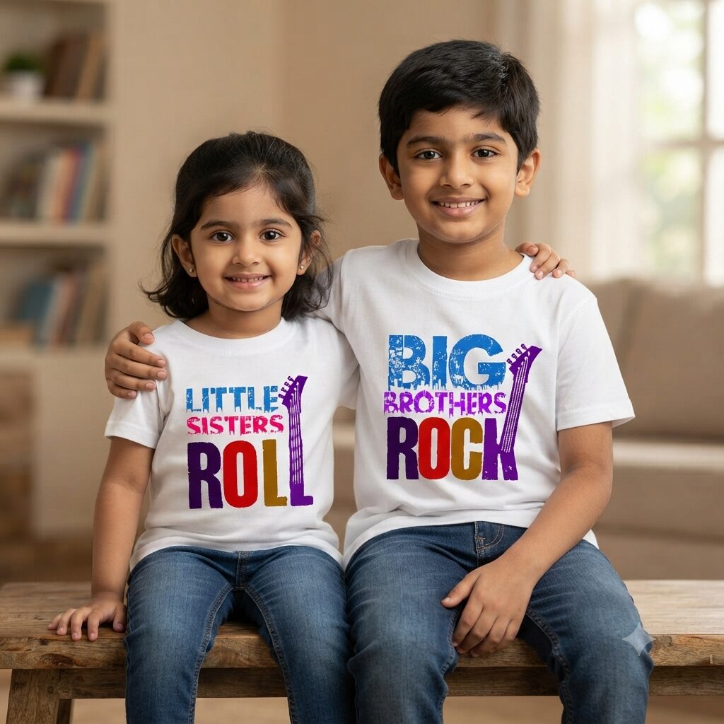 Little Brother Big Sister Matching T Shirts for Kids | Sibling Brother Sister Cotton Tees