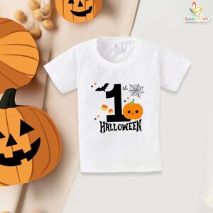 My First Halloween Baby T-Shirt – Cute Pumpkin Print Halloween Shirt for Newborn Infant Toddler Boys and Girls – Babywish