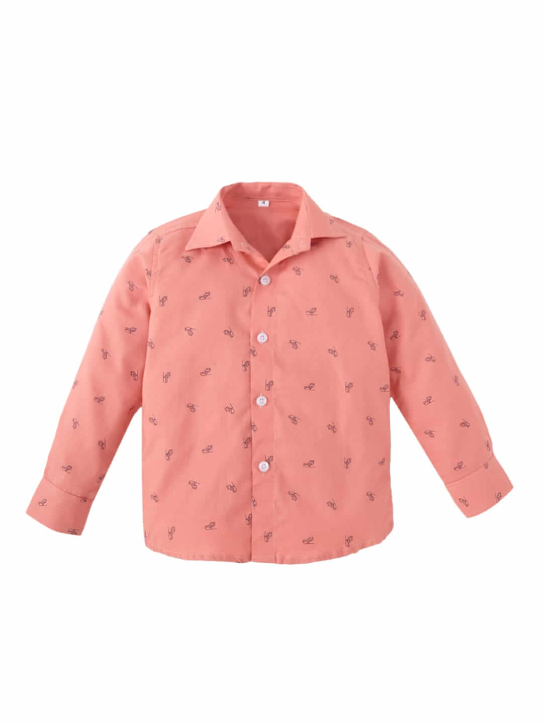 Toddler Boys Full Sleeve Shirt – Peach Helicopter Print Casual Shirt for Kids and Baby Boys – Fun and Comfortable Everyday Outfit – Babywish