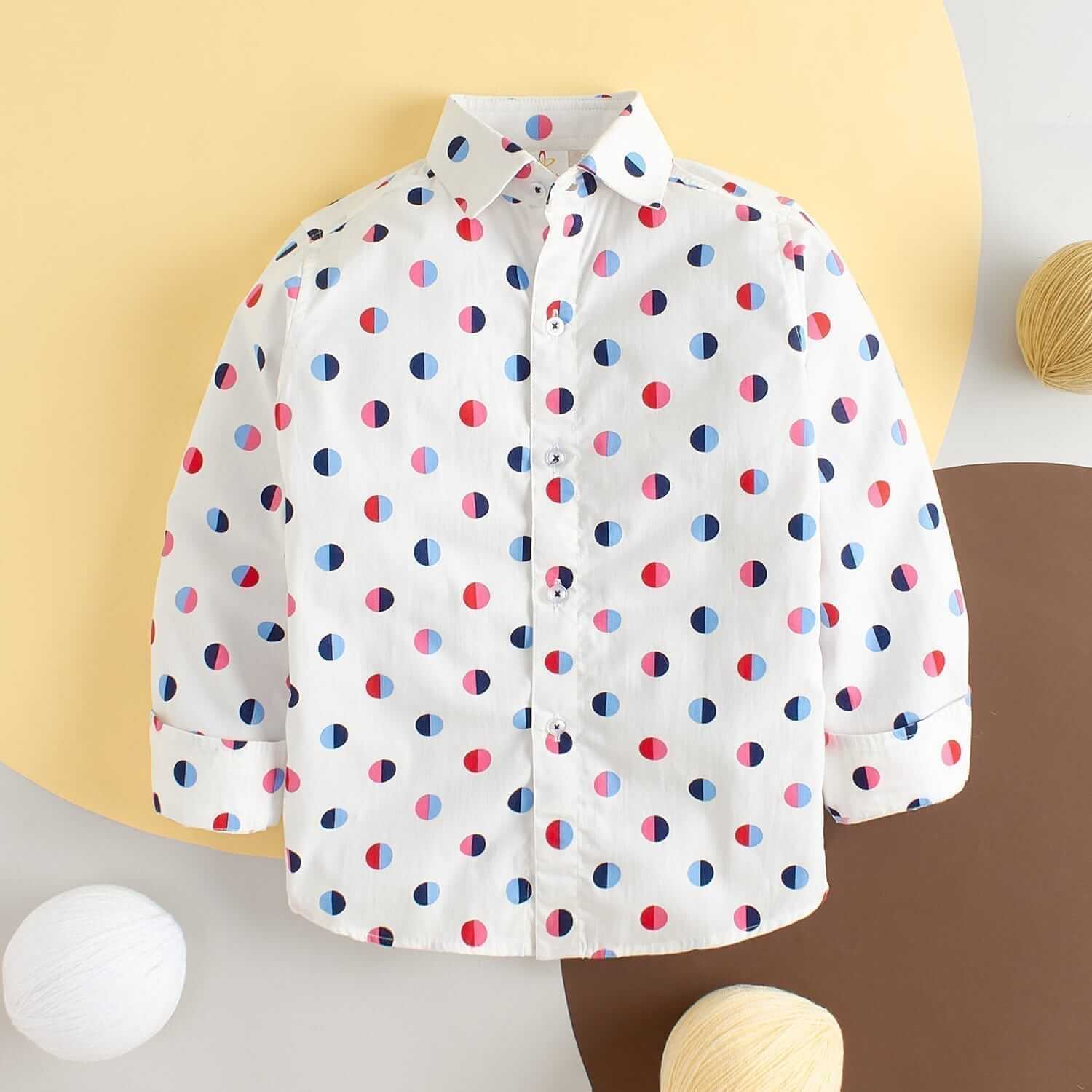 Kids Full Sleeve Shirt for Boy’s and Girl’s Polka Dot Printed Theme Toddler Shirt Summer and Winter Top wear Kids Clothes