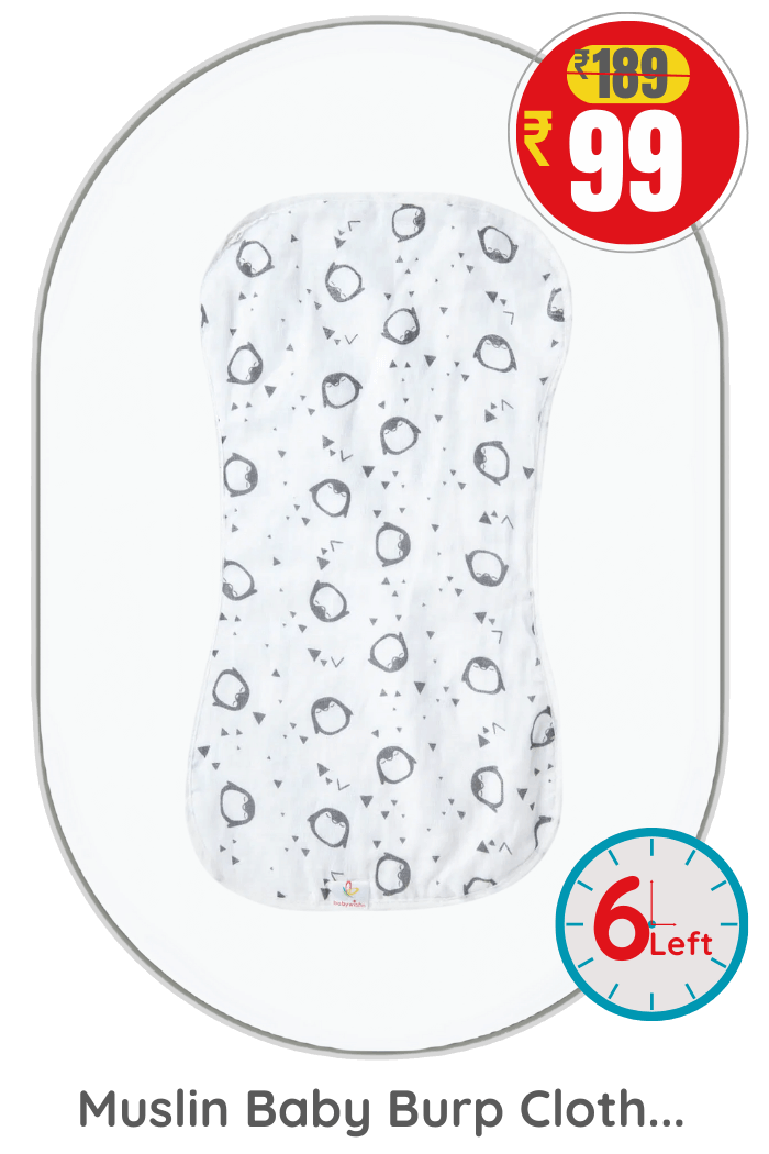 Muslin Baby Burp Cloth with Penguin Print
