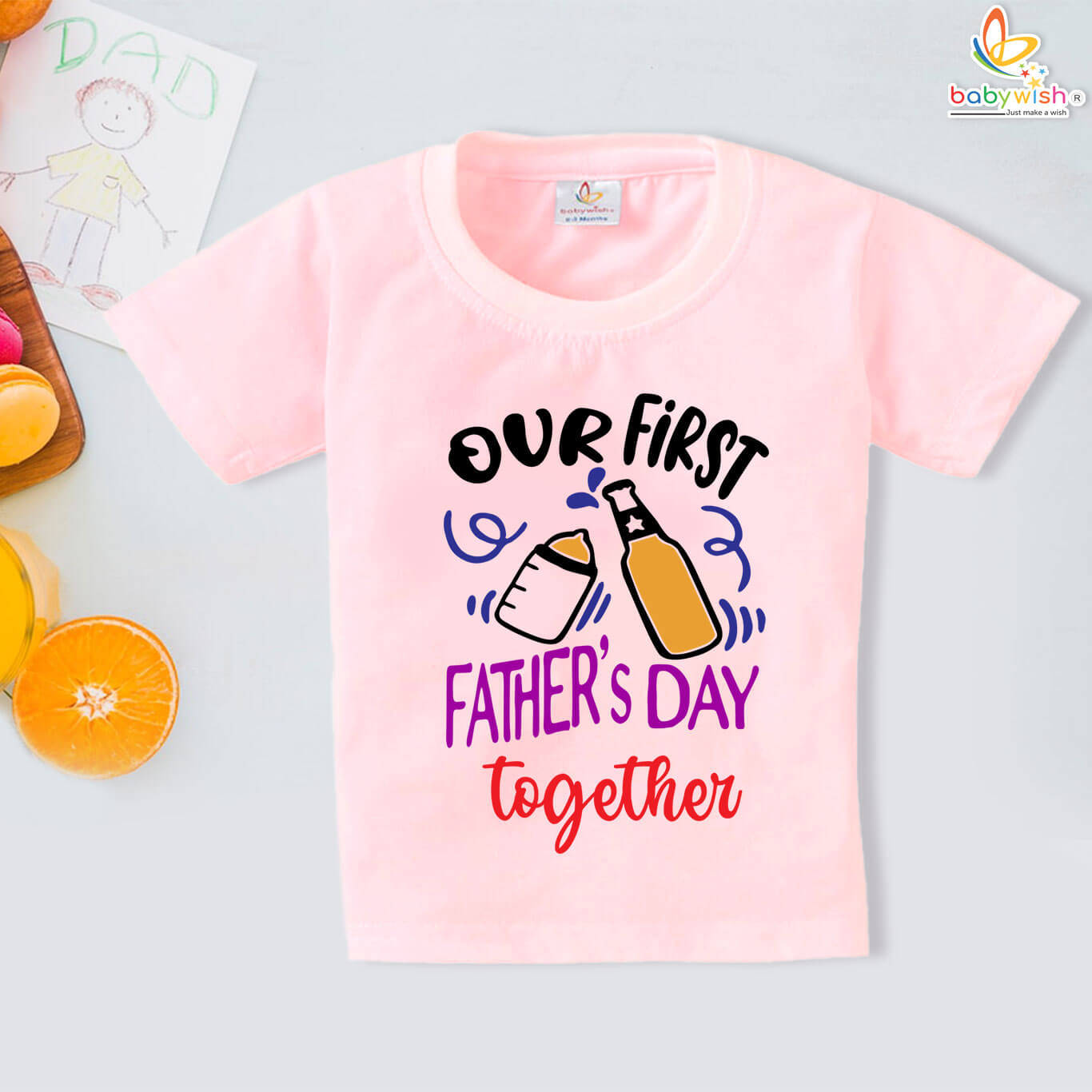 Father’s Day Special Baby T-Shirt – Our First Father’s Day Together Printed Cotton Tee for Baby Boy & Girl - Image 3