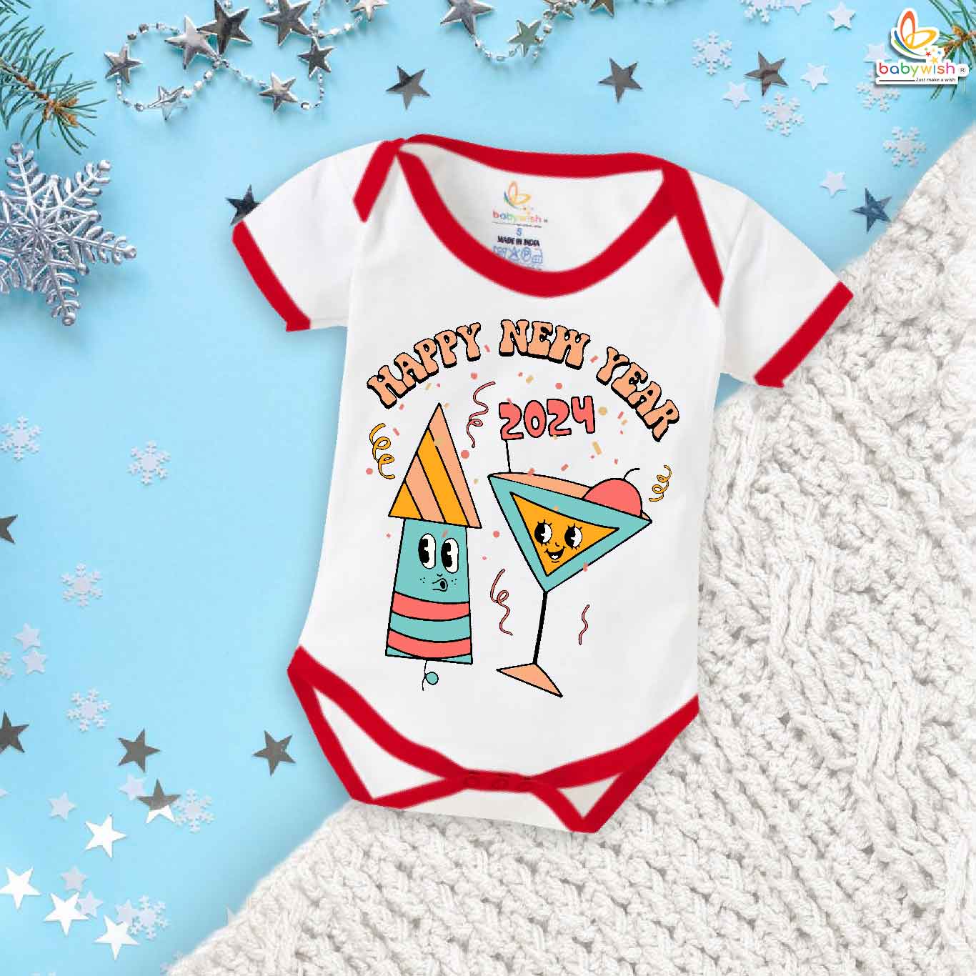Babywish New Year Romper Clothes My First New Year Bodysuits Happy New Year 2024 Rocket Printed