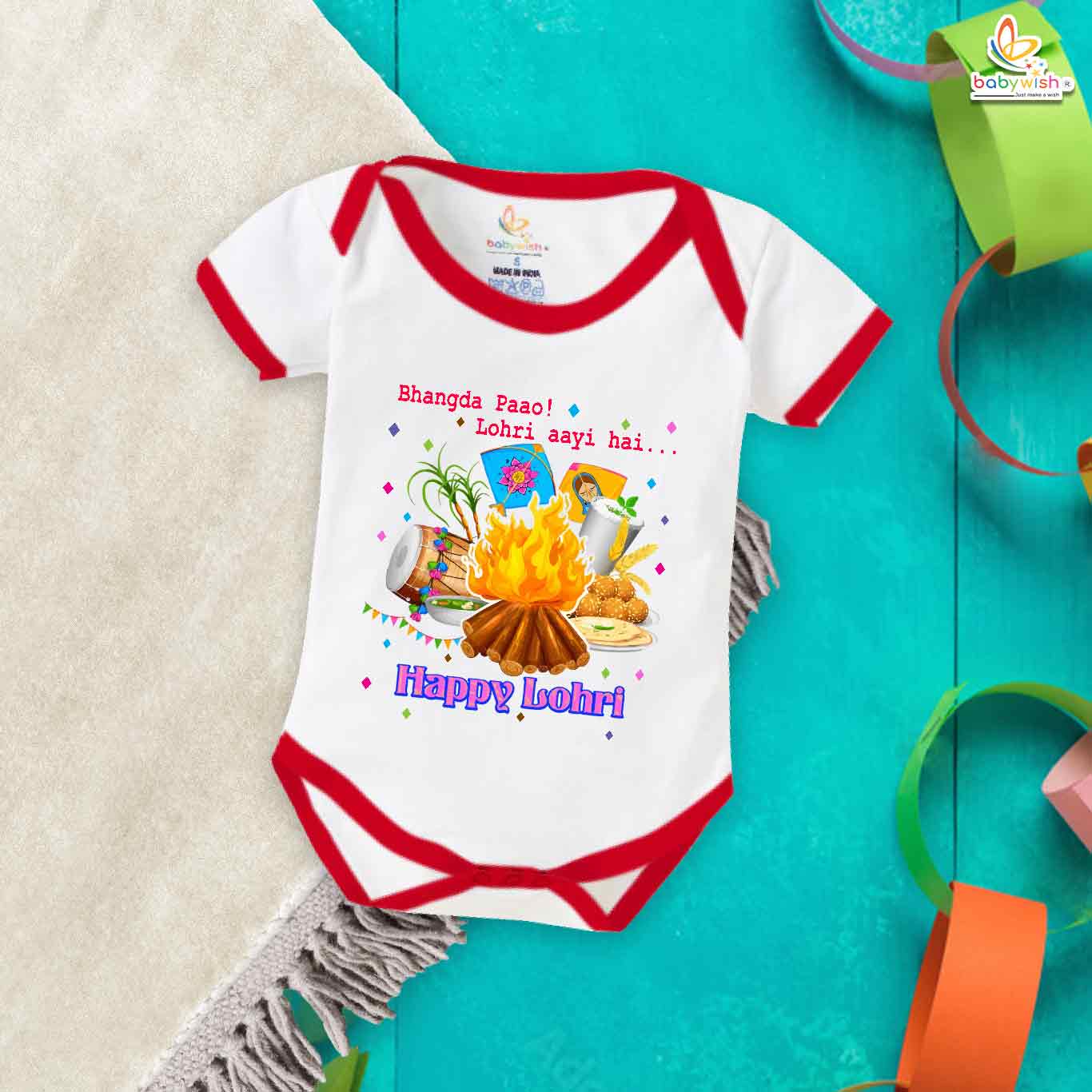 Babywish Lohri Romper Clothes My First Lohri Bodysuits Bhangda Pao Lohri Aayi