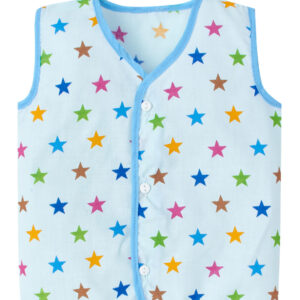 Front-Open Sleeveless Cotton Baby Vests with Star Print