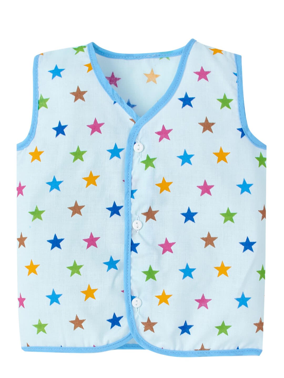 Front-Open Sleeveless Cotton Baby Vests with Star Print