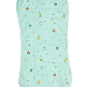 Green muslin burp cloth for babies – soft and absorbent animal print burping towel by Babywish