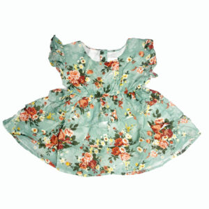 Pista Green Cotton Floral Frock for Newborn Baby Girl – Babywish