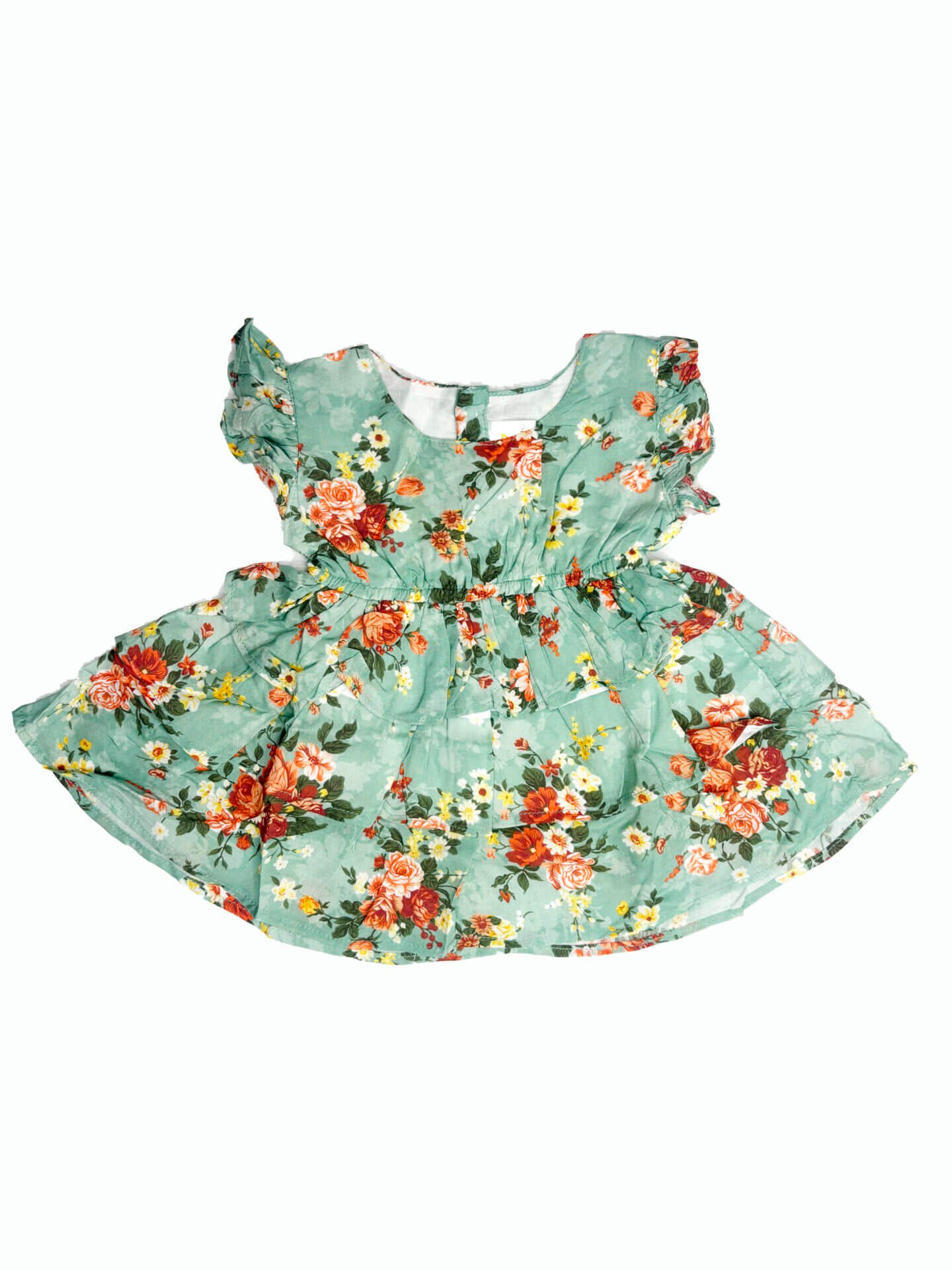 Pista Green Cotton Floral Frock for Newborn Baby Girl – Babywish