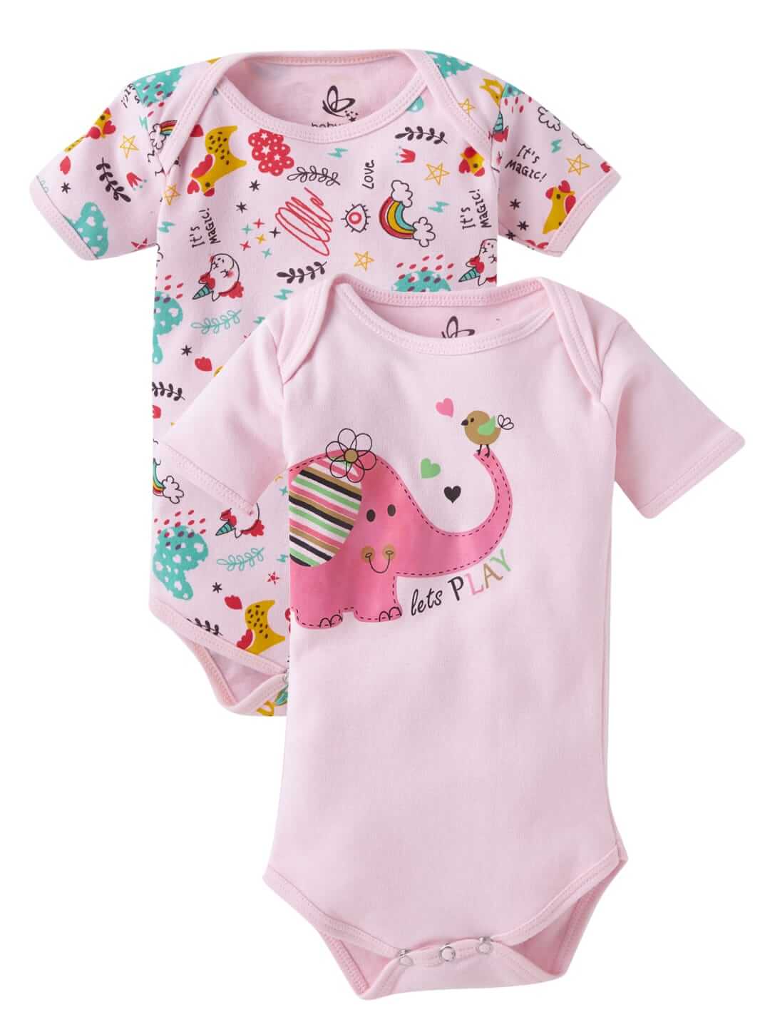 Baby Boy's and Baby Girl’s Bodysuits Cotton Half Sleeve Rompers Gift for Infants - Set of 2