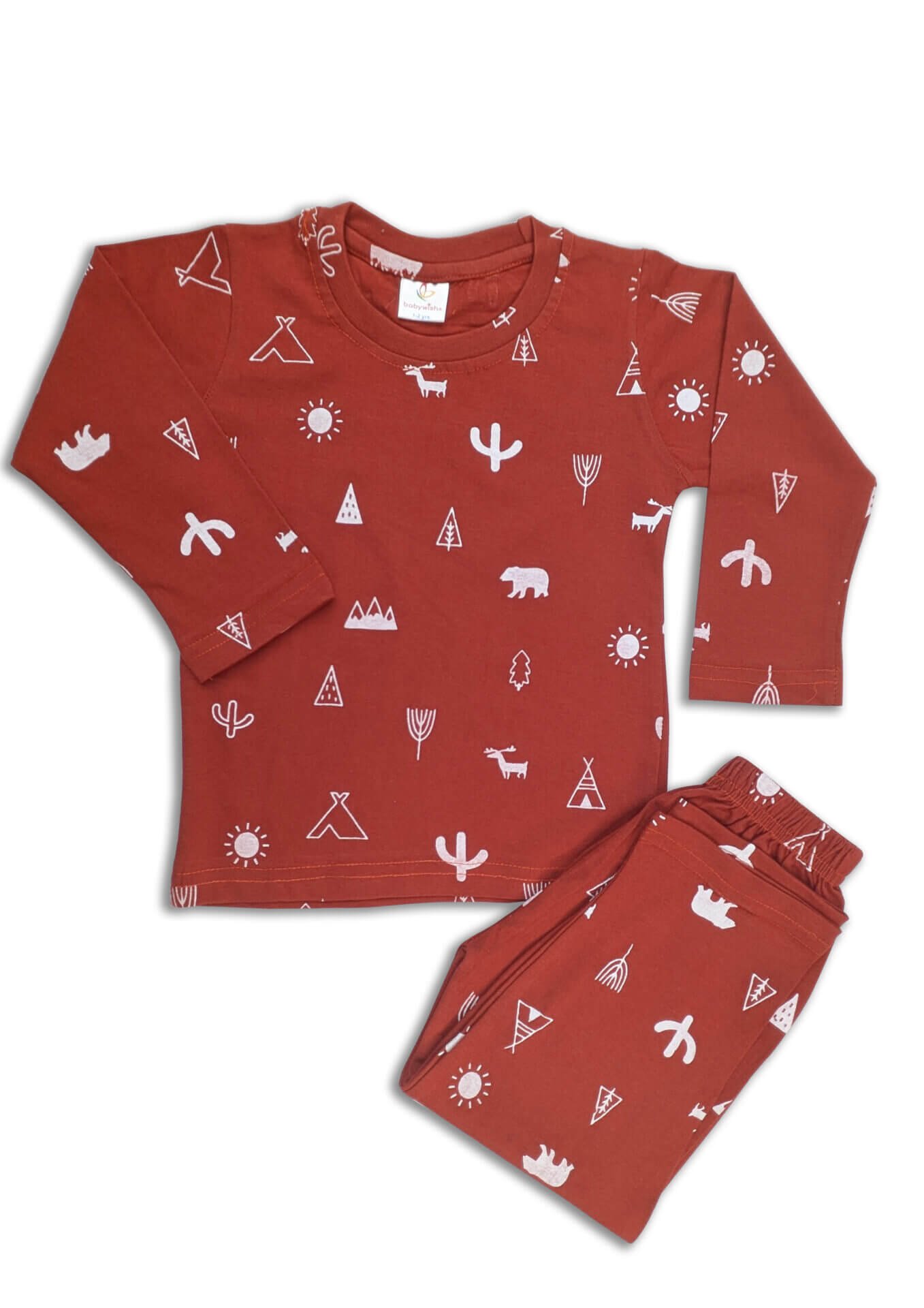 Red cotton sleepsuit for kids aged 1 to 6 years by Babywish