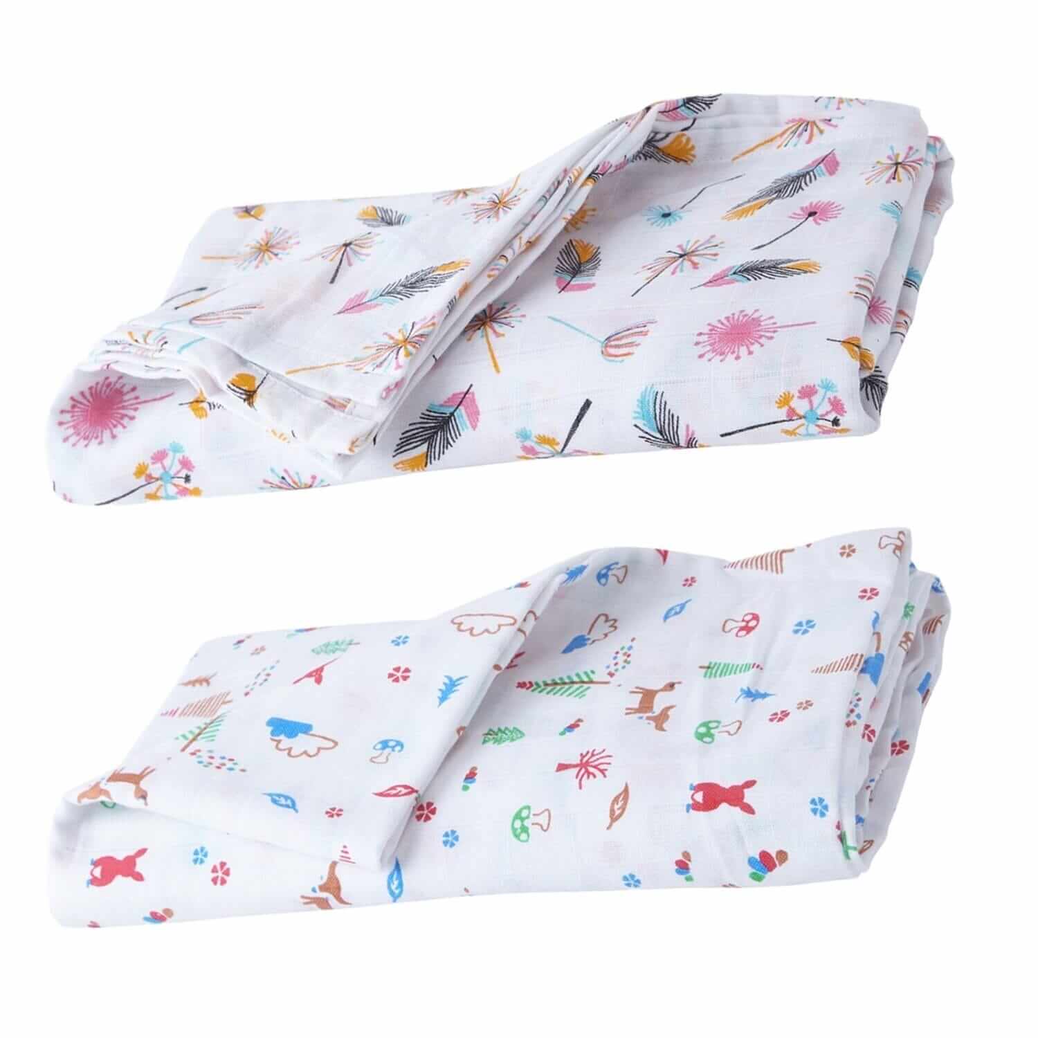 Muslin Swaddle Blankets 100% Organic for newborn Baby Multipurpose Infant Swaddle 112x112cm - Combo Pack of 2