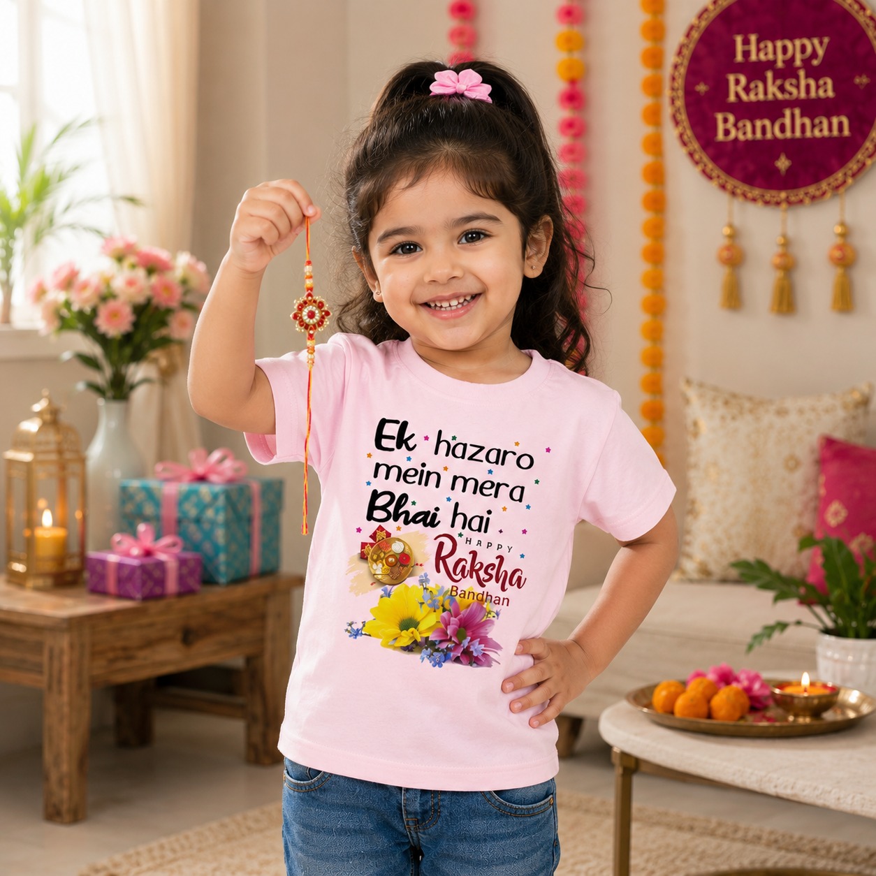 Personalized Rakhi T Shirt Ek Hazaro Mein Mera Bhai Hai