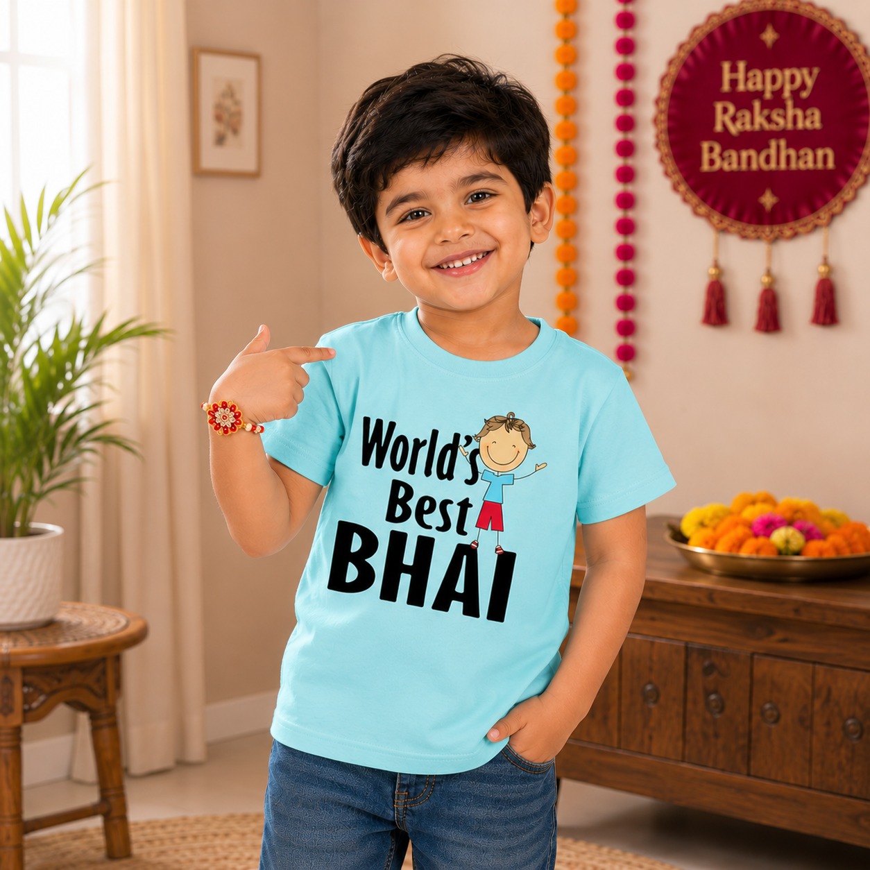 World's Best Bhai Rakhi T Shirt for Boys