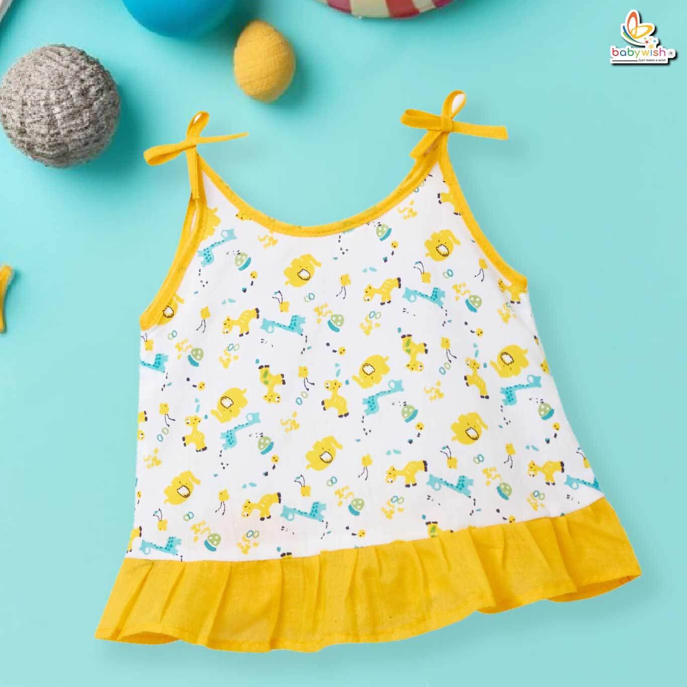 Baby Girl Cotton Frock Sleeveless Printed Summer Wear Babywish