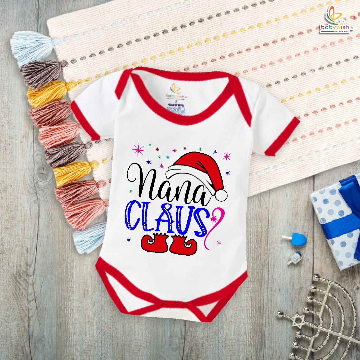 Nana Claus Baby Romper – Adorable Christmas Outfit for Grandpa & Baby Bonding | Holiday Gift Idea | Babywish