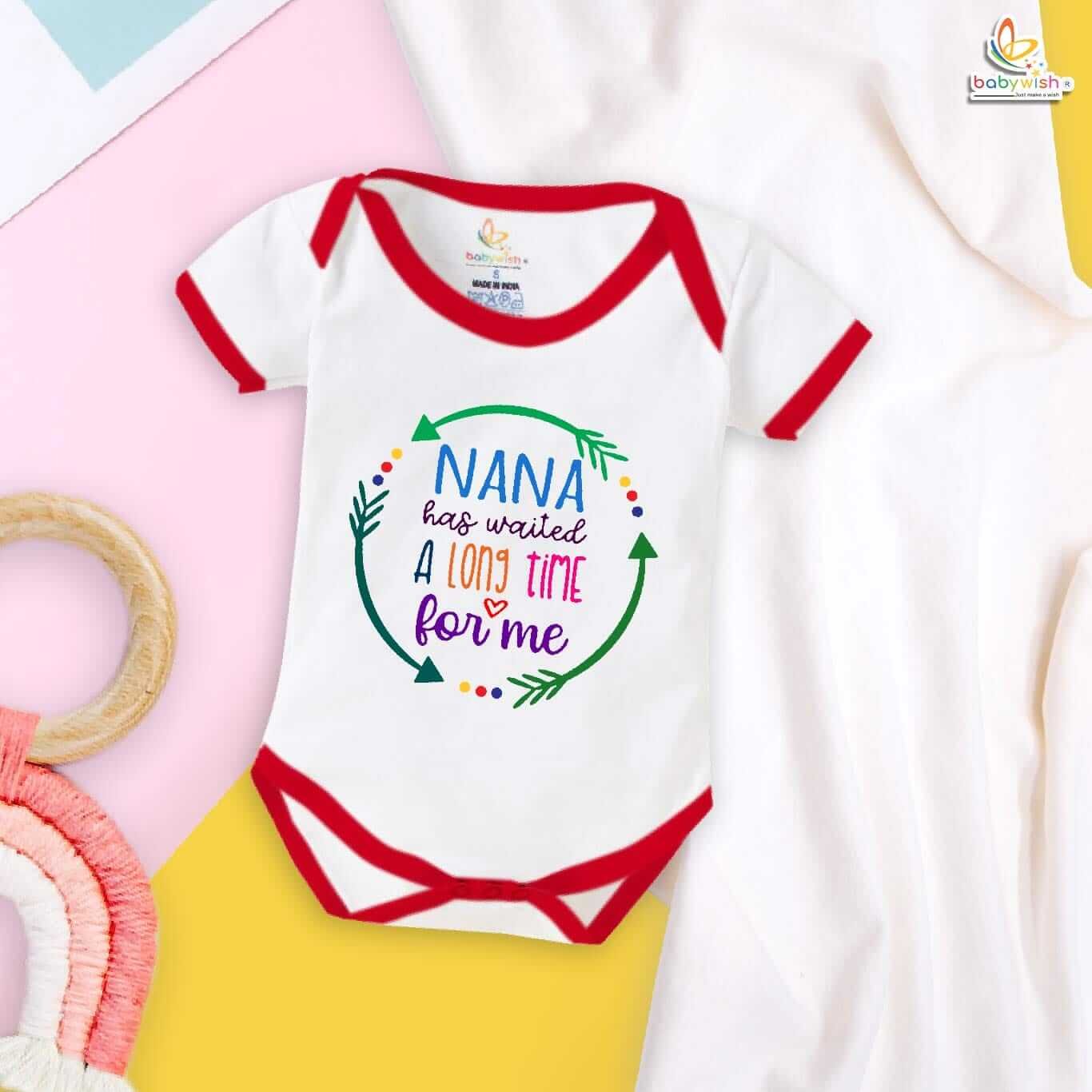 Nana Has Waited a Long Time for Me – Adorable Naanu & Naani Romper for Babies | Grandparent Baby Bodysuit | Babywish