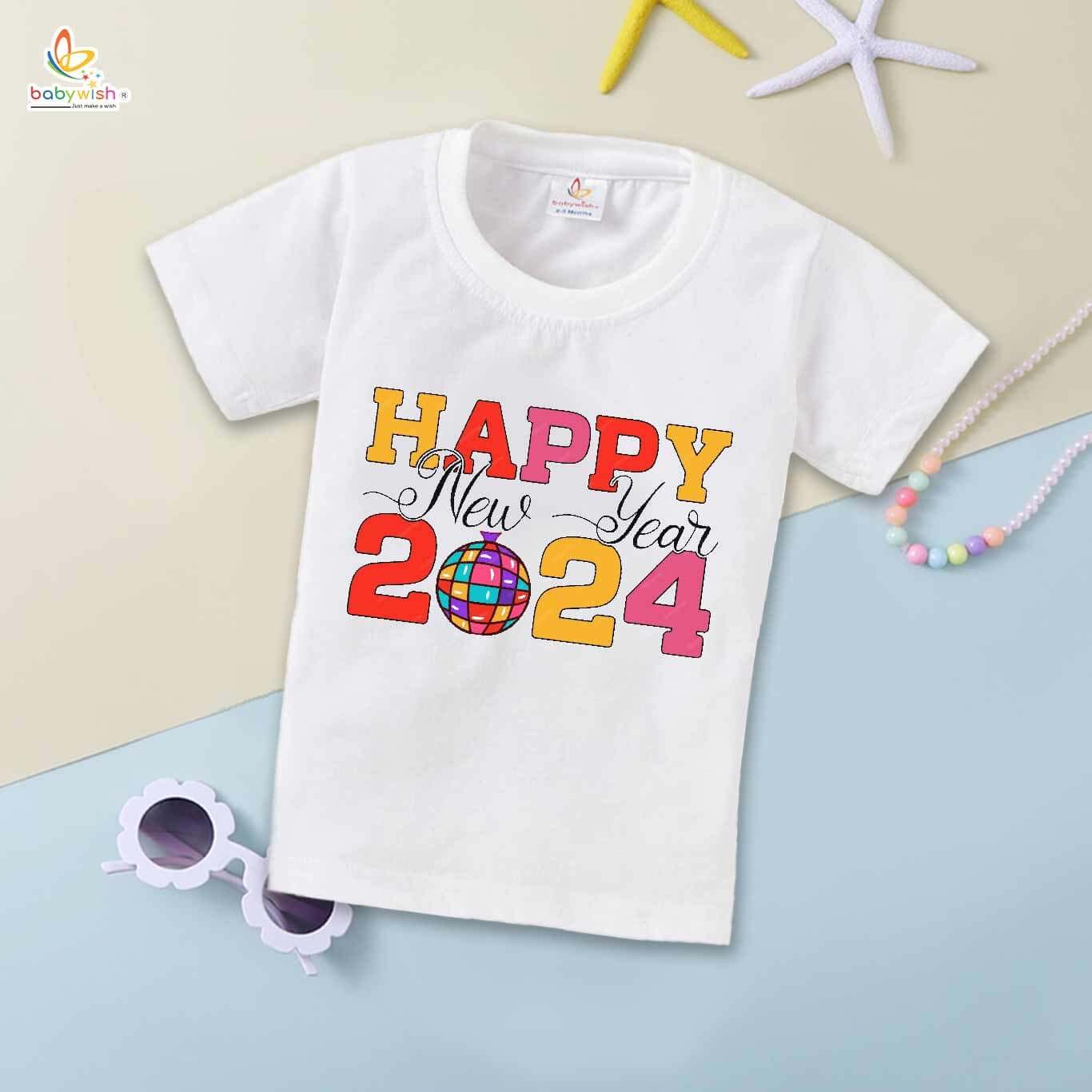 My First Happy New Rabbit Year T-Shirt | Unisex Half Sleeve Cotton Topwear Outfit | Cute Baby Boys & Girls Printed New Year Celebration Clothes Chinese Zodiac Rabbit Dress – Babywish