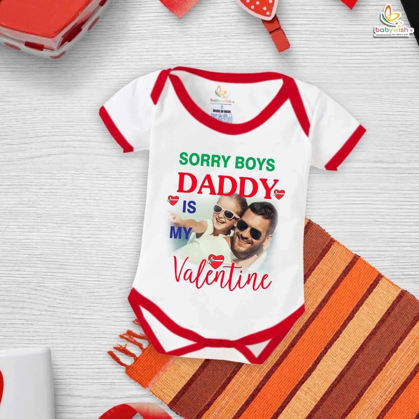 Sorry Boys, Daddy’s Mine Valentine’s Day Baby Romper – My First Valentine’s Day Bodysuit for Infant & Newborn Girls | Cute Baby Girl Valentine Outfit – Babywish
