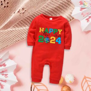 My First New Year Romper Full Body Bodysuit for Baby Boys & Girls – Premium Soft Cotton Unisex Outfit for Newborn, Infant & Toddler – Festive Party Wear, Winter Nightwear, Photoshoot Costume & Perfect Gift | Babywish