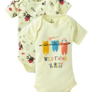 Baby Boys and Girls Cotton Half Sleeve Bodysuits, Infant Rompers Onesies, Soft Comfortable Newborn Clothing Gift Set, Ideal Baby Shower Present, Set of 2