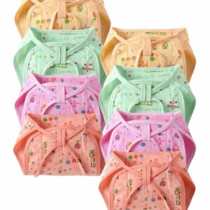 Babywish Premium Cotton Baby Cloth Diapers Pack of 8 Reusable Washable Langot Nappies for Newborn Baby Boys and Girls