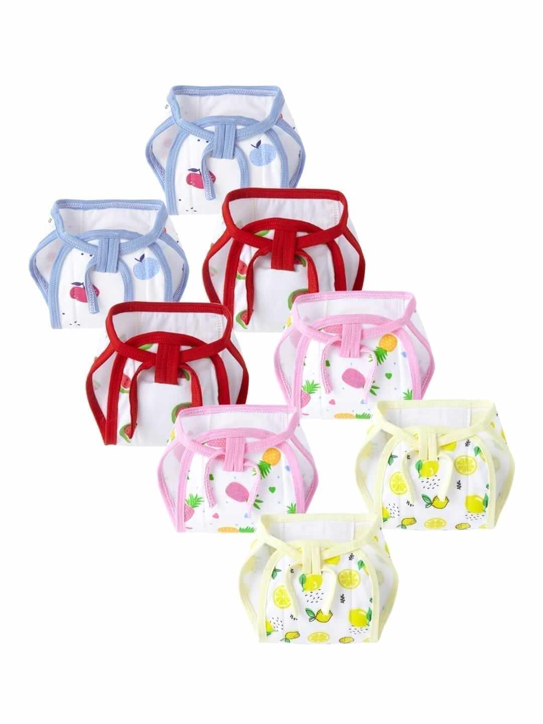 Soft Cotton Cloth Diaper for Baby | Fruits Printed Nappies, Washable & Reusable Langot Nappy Set | Multicolor Printed Baby Underwear | Babywish