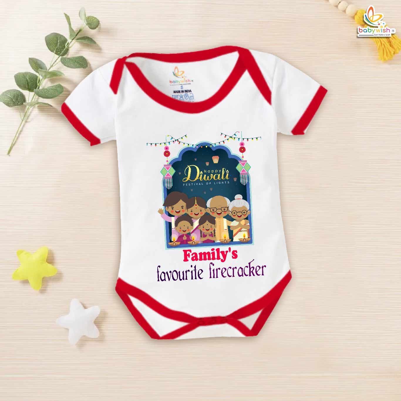 Babywish Baby Diwali Romper Bodysuit My First Diwali Family Favorite Firecracker