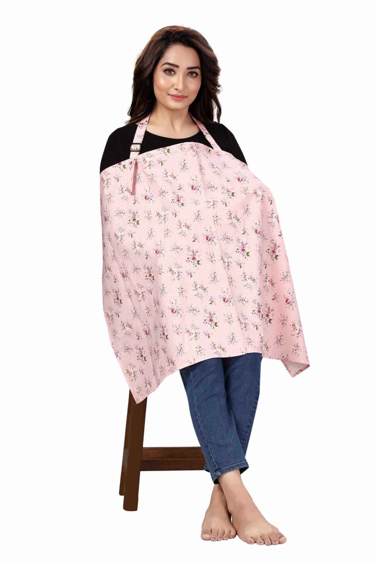 Nursing covers for Mother Breathable feeding cover for Breastfeeding 360° Coverage Protection Cover - Pink Rose