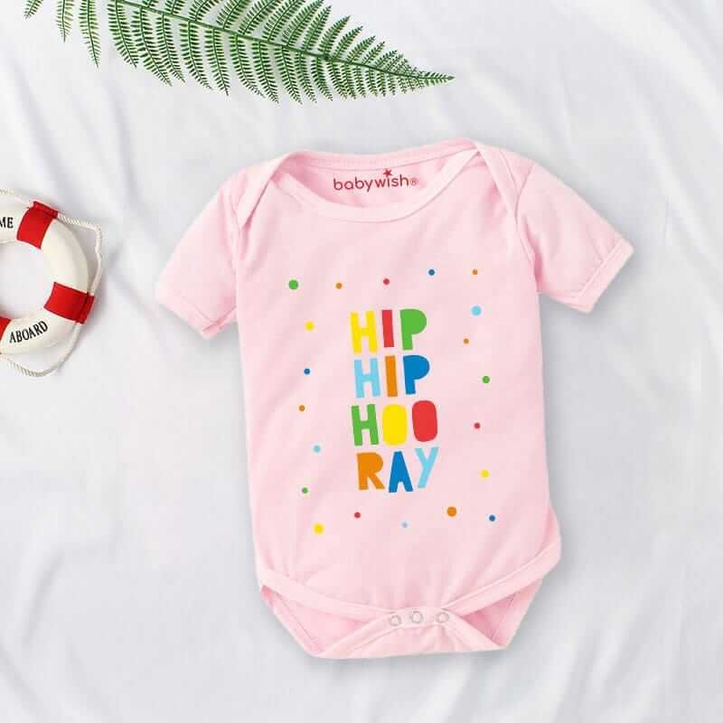 Baby First Birthday Celebrations Romper Clothes Baby Newborn Bodysuits Outfit Envelop Neck Half Sleeve Unisex Onesies "Hip Hop Colorful Print"
