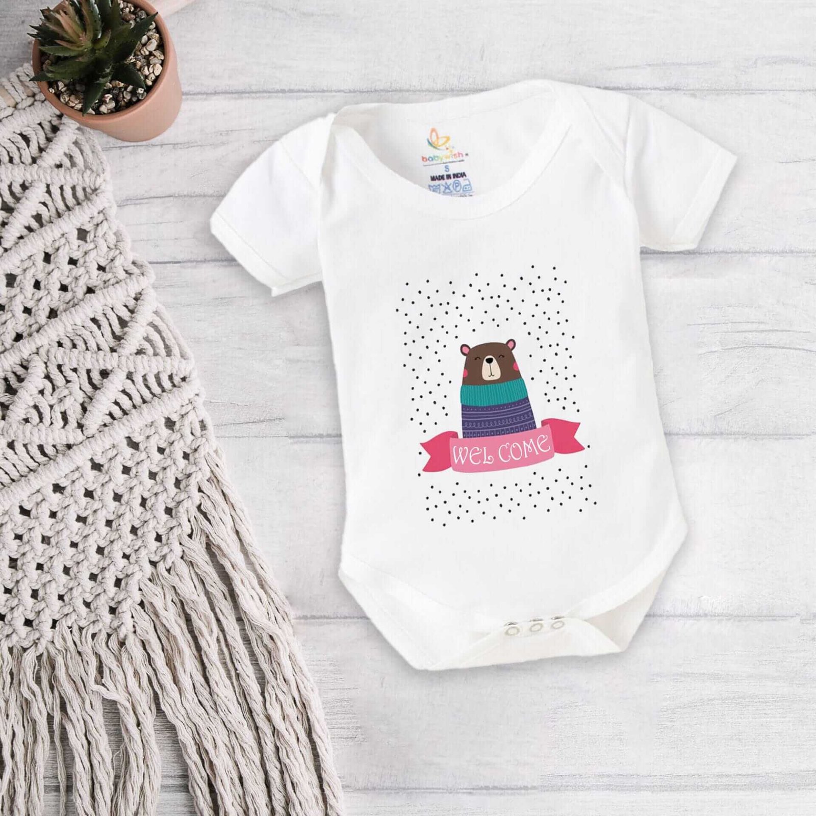 Baby First Birthday Romper Outfit for Newborns – Half Sleeve Bodysuits, Unisex Onesies with Envelop Neck, Cute “Welcome Beer Print” Design