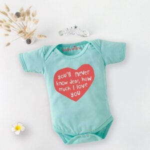 Babywish Mint Green Love Quote Printed Baby Onesie Bodysuit for Newborn Baby Girl Soft Cotton Half Sleeve Romper | Mint Green 0-12 Months | Babywish