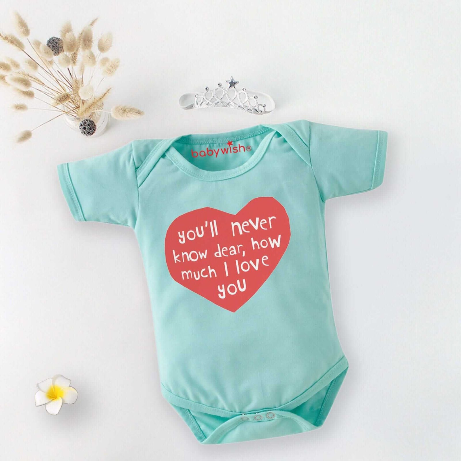 Baby First Birthday Romper Clothes for Newborns – Half Sleeve Unisex Bodysuits with Envelop Neck, Adorable “You Never Know” Outfit