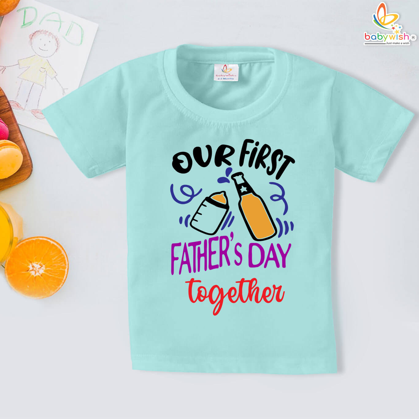 Father’s Day Special Baby T-Shirt – Our First Father’s Day Together Printed Cotton Tee for Baby Boy & Girl - Image 2